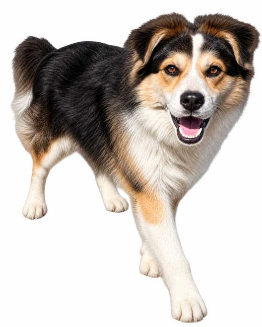 Mischlingshund, schwarz braun weiß